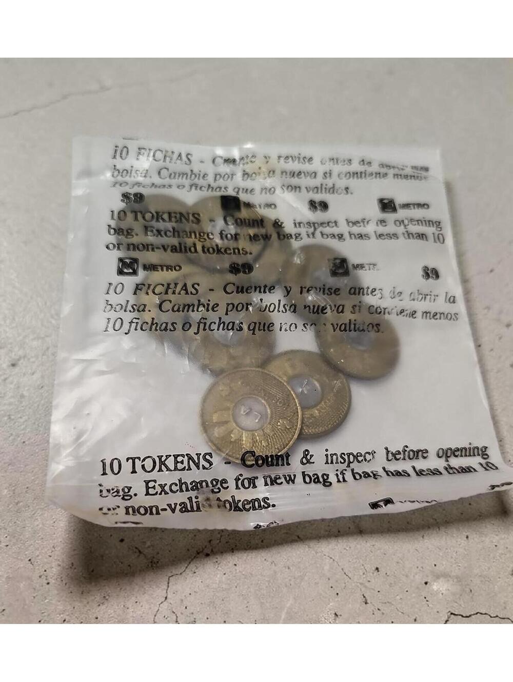 Vintage  Los Angeles Metro Transit 10 Token Bag – Factory Sealed – Collectible
